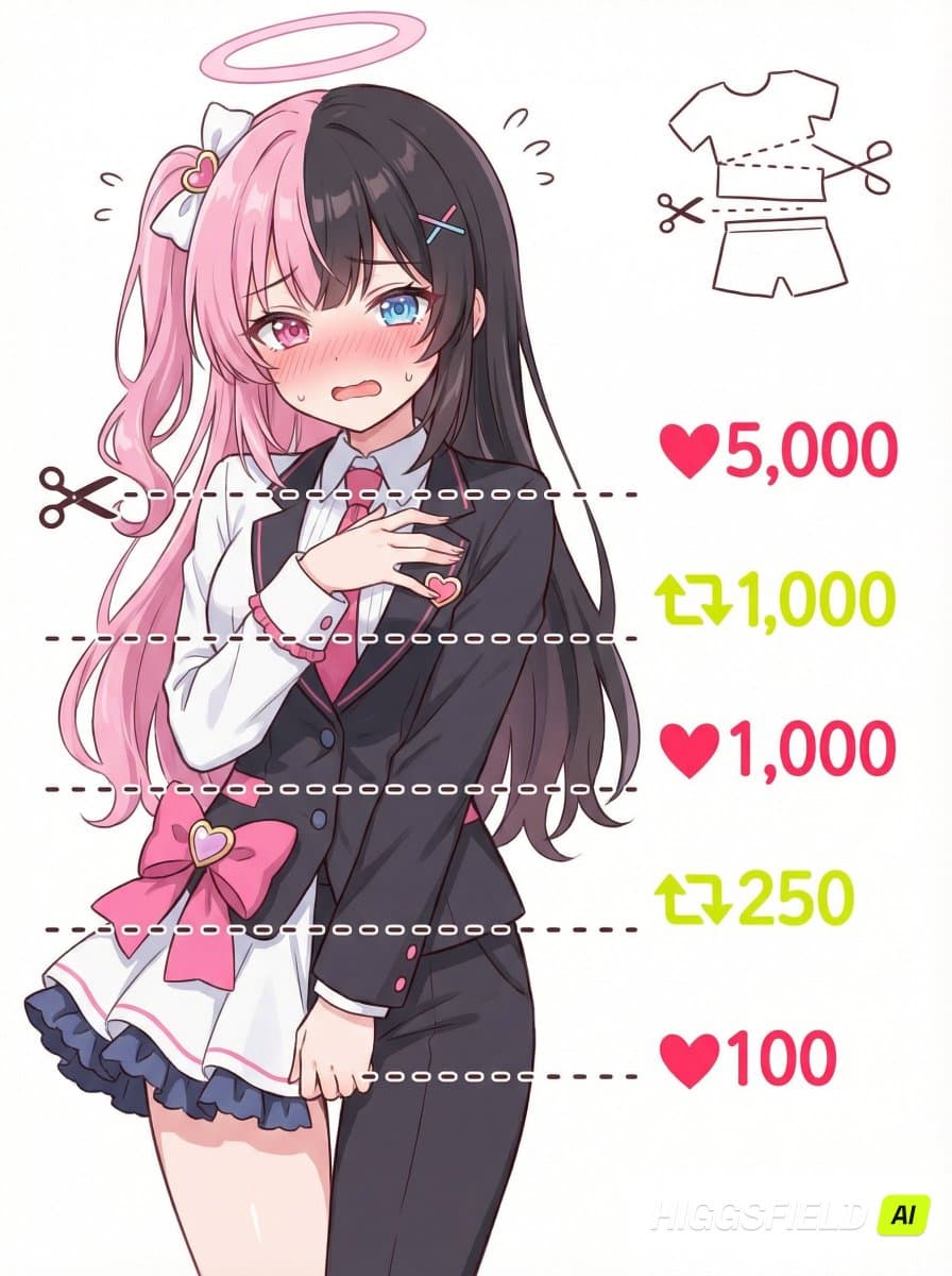 Nano Banana Pro meme-style clothing cut lines illustration prompt